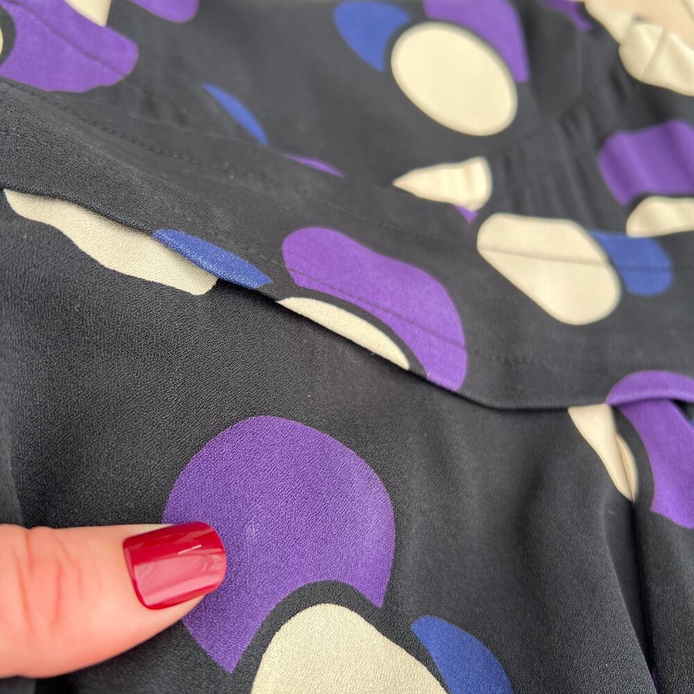 Marc by Marc Jacobs Black & Purple Polka Dot Silk Mini Bubble Dress (4) RUNS BIG - Picture 9 of 16